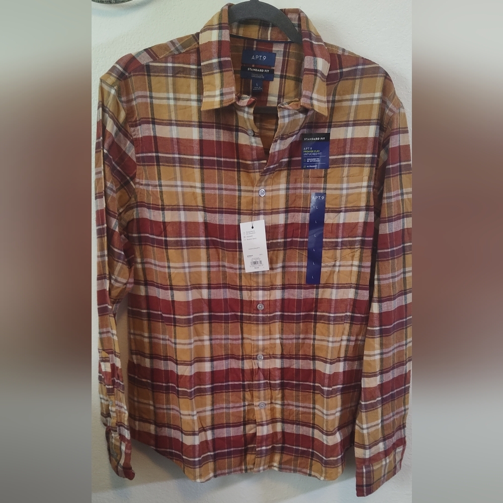 APT. 9 Premier Flex Untucked Fit Shirt Size Large